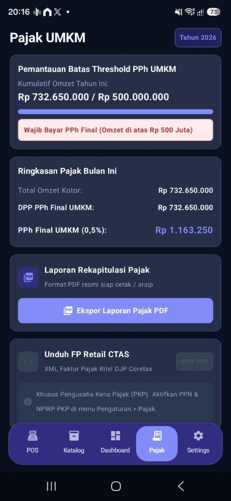 Pemantauan Batas Threshold PPh UMKM (PP 55)